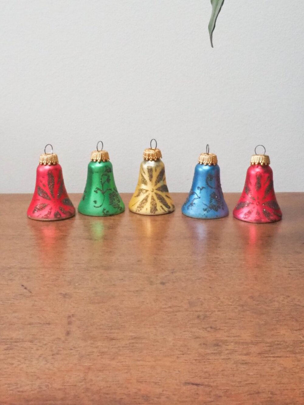 Mercury Glass Bells with Clappers Christmas Ornaments Set of 5 West Germany